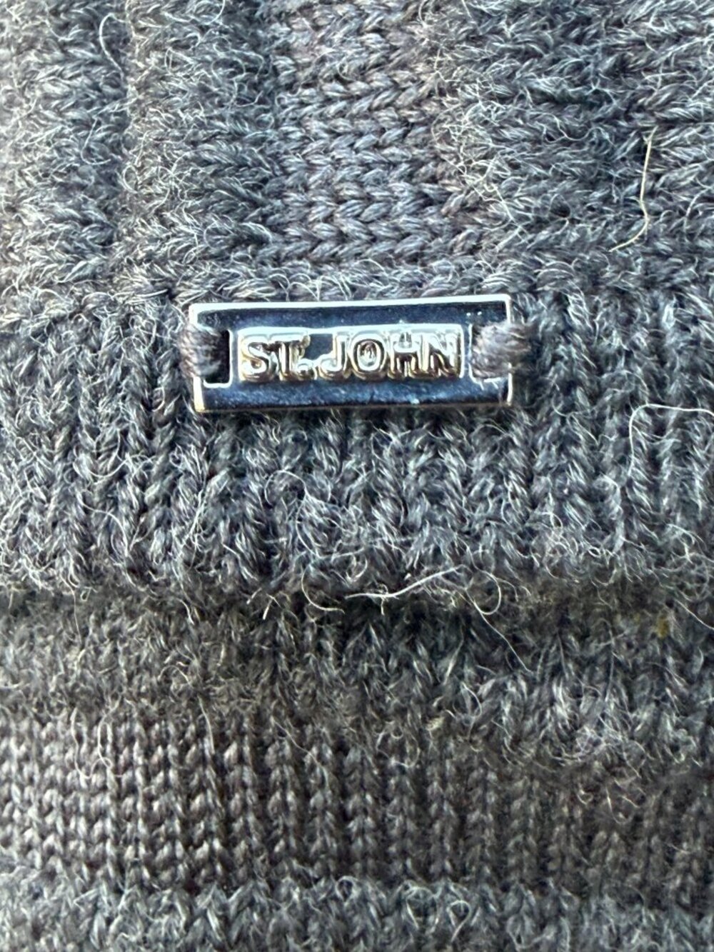 St. John charcoal grey rib knit sweater jacket, Fall 2011; wool/ silk/cashmere - Picture 3 of 7